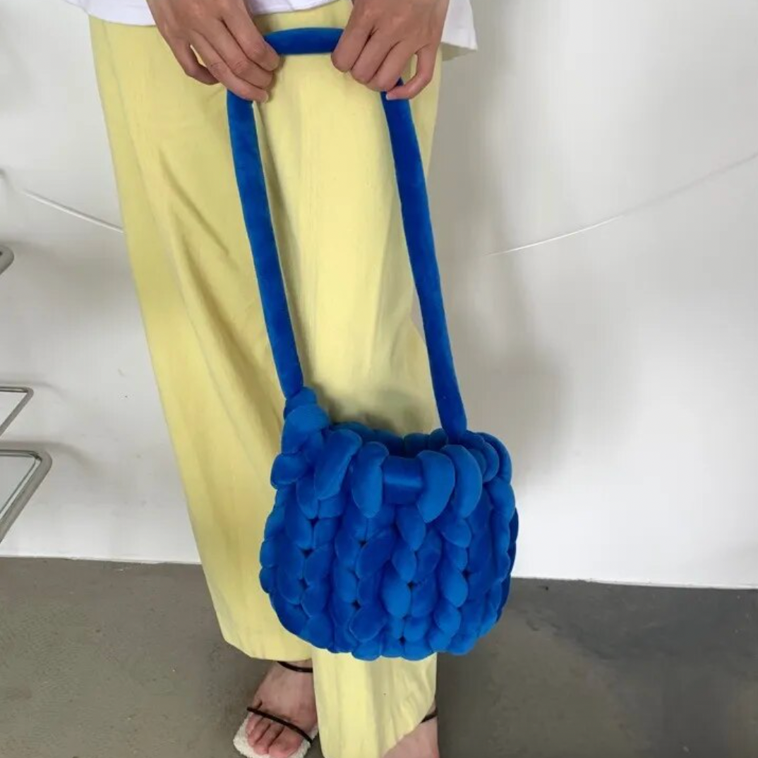 K-style Giant Chunky Plush Yarn Knitted Messenger Bag
