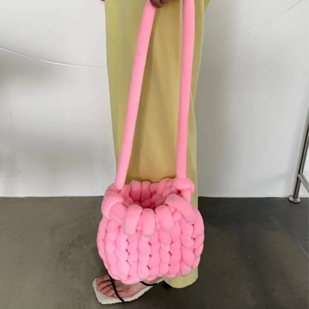 K-style Giant Chunky Plush Yarn Knitted Messenger Bag
