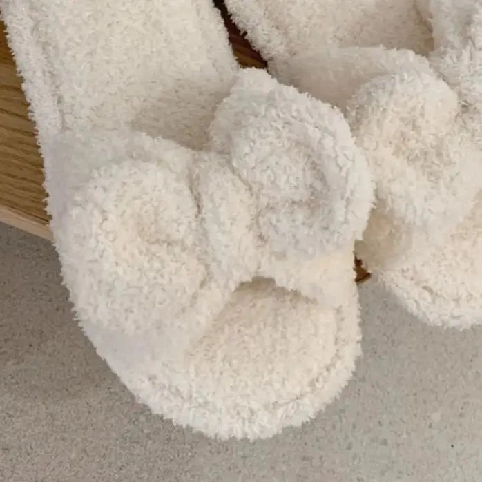 Cute Bow Fluffy Slippers