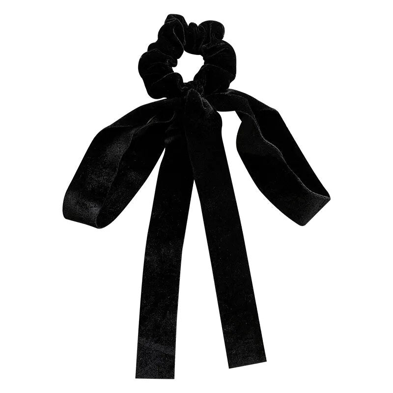 Vintage Black Velvet Bow Hair Tie