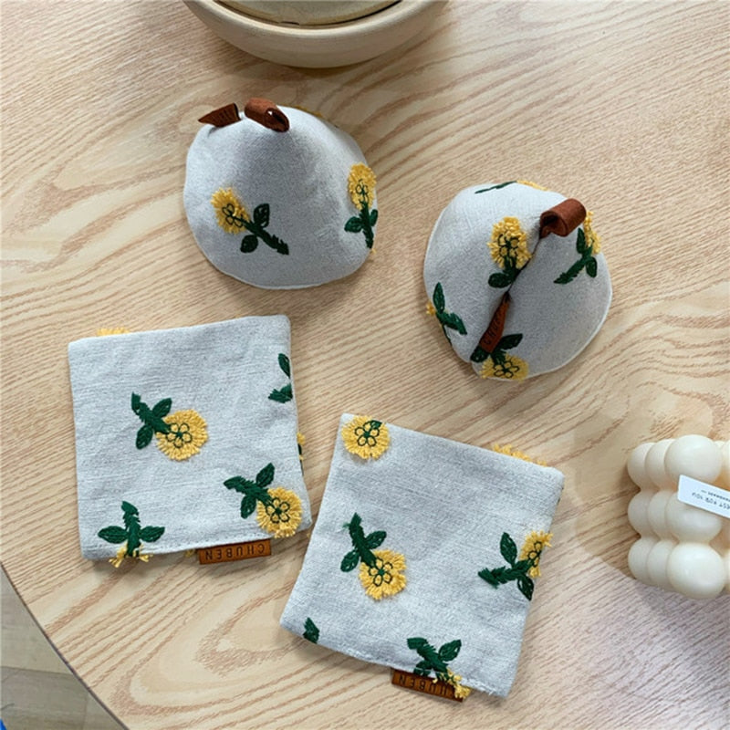 Yellow Daisy Fabric Oven Mitts