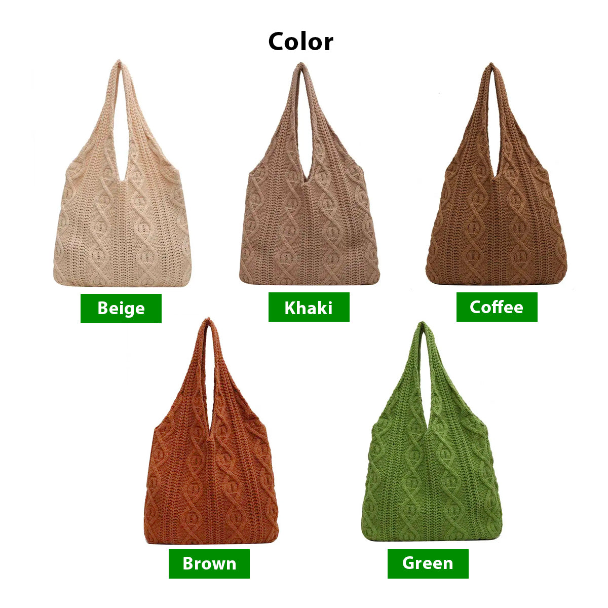 Vintage Twist Pattern Knit Shoulder Shopping Bag