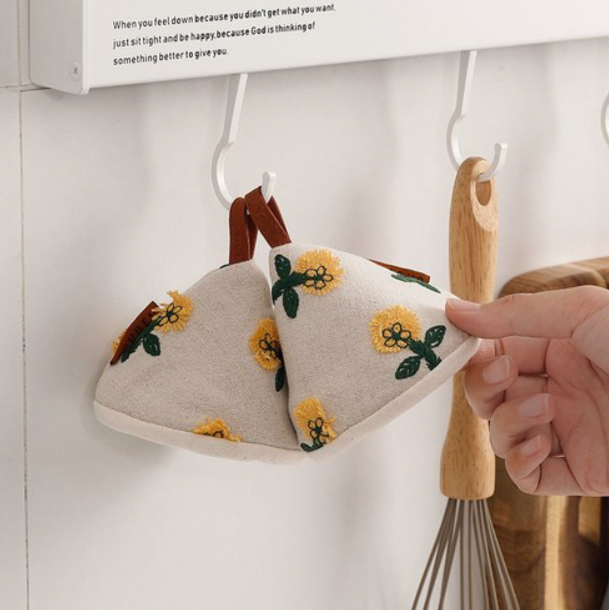 Yellow Daisy Fabric Oven Mitts
