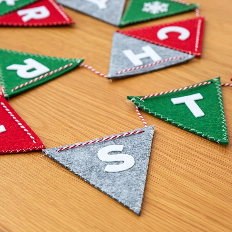 Happy Merry Christmas Felt Banner