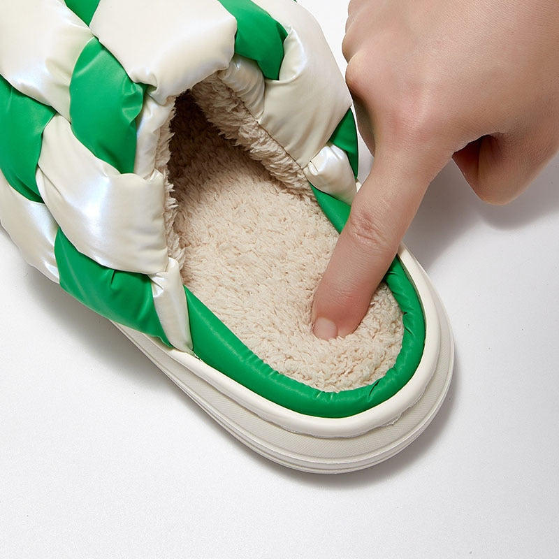Retro Checkered Warm Home Slippers