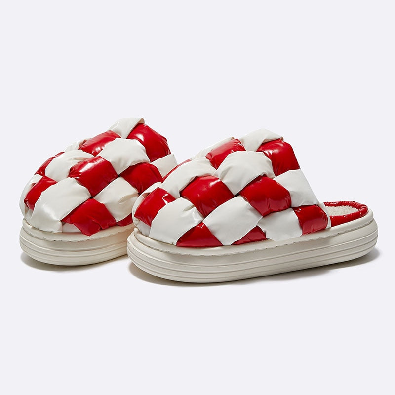 Retro Checkered Warm Home Slippers