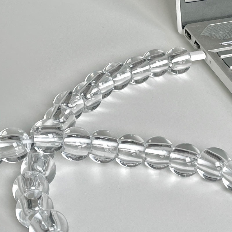 K-style Clear Beaded iPhone Charger Cable