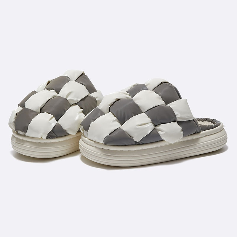 Retro Checkered Warm Home Slippers