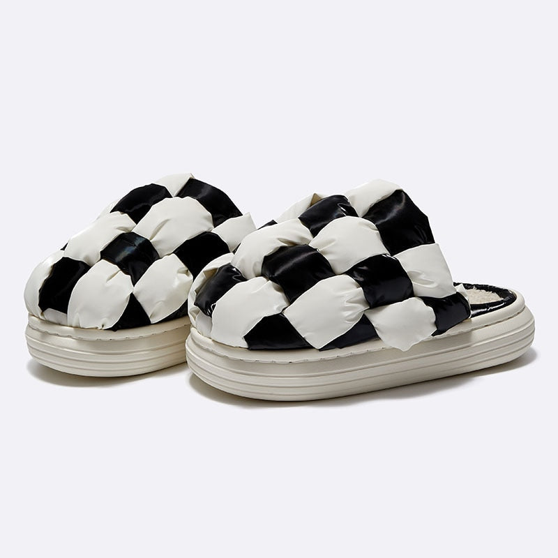 Retro Checkered Warm Home Slippers