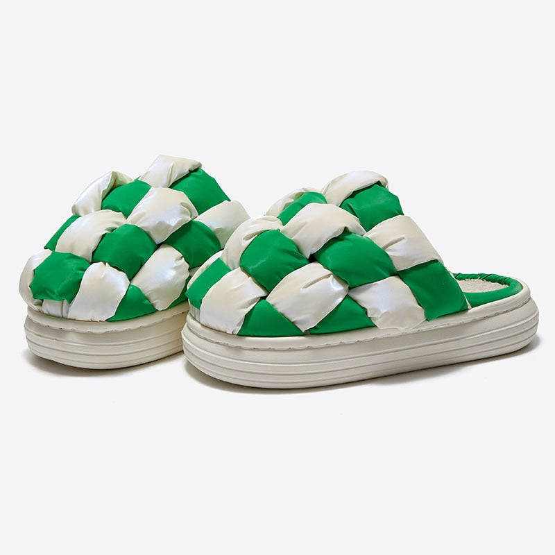 Retro Checkered Warm Home Slippers