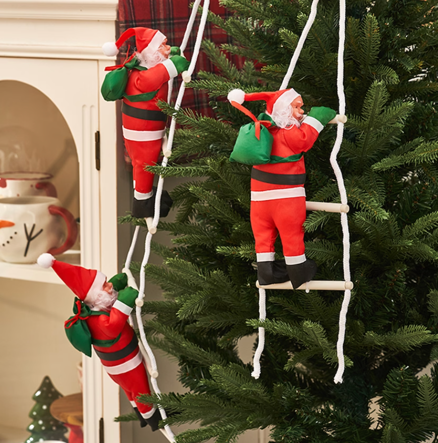 Santa Claus Climbing Tree Ornament