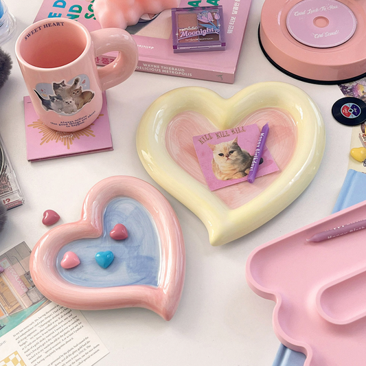 Lovely Cotton candy color Heart Flat Plate