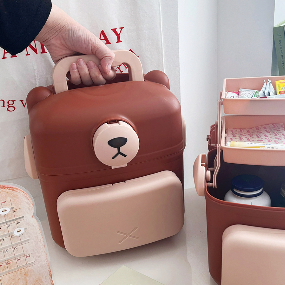 Cute Brown Bear First-Aid Storage Box