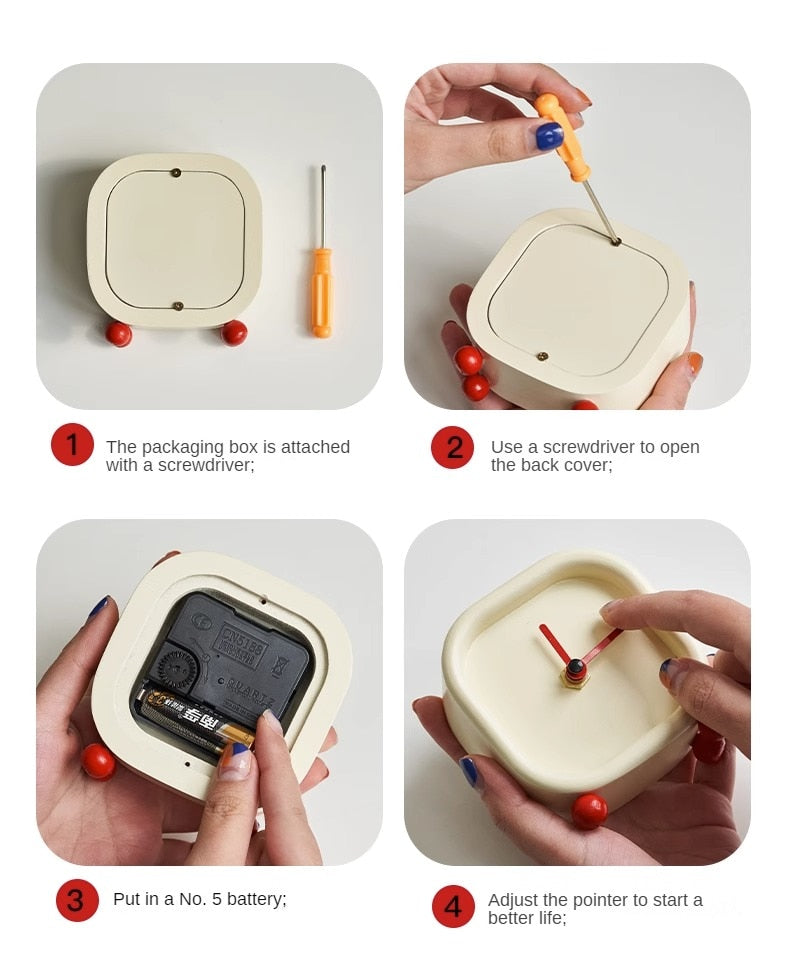 Minimalist Red Foot Analog Table Clock