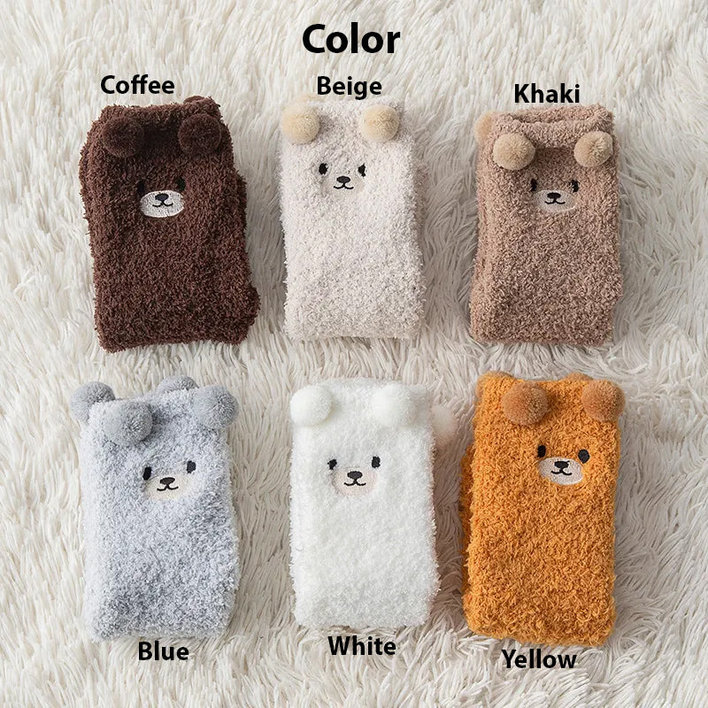Cute Bear Fluffy Sleeping Socks