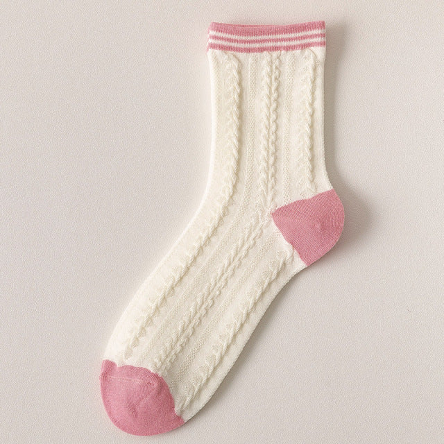 Lovely Pink Twisted Tube Floral Socks