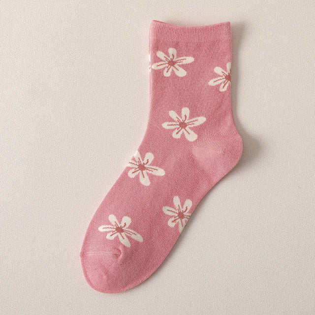 Lovely Pink Twisted Tube Floral Socks