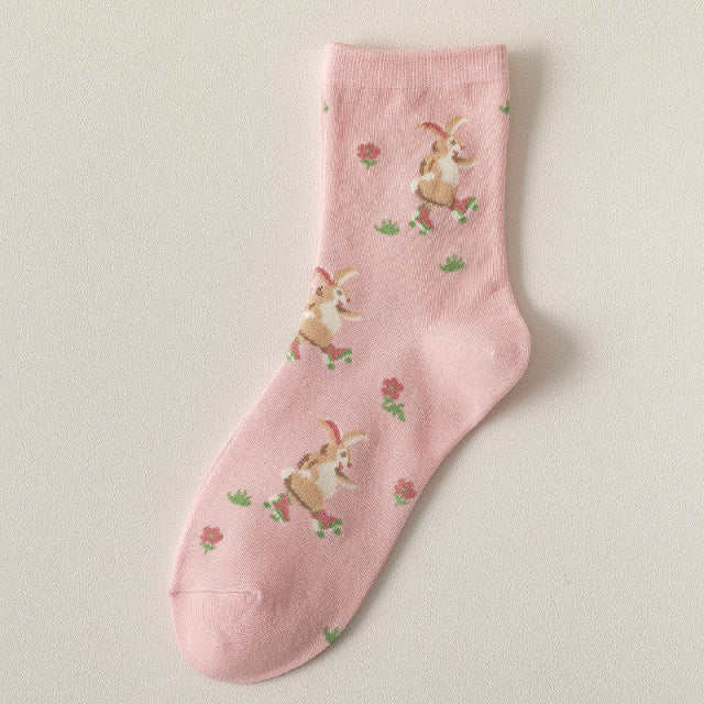 Lovely Pink Twisted Tube Floral Socks