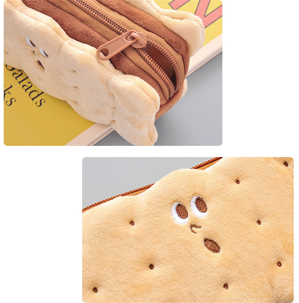 Cute Cookie Shaped Soft Plush Pencil Case