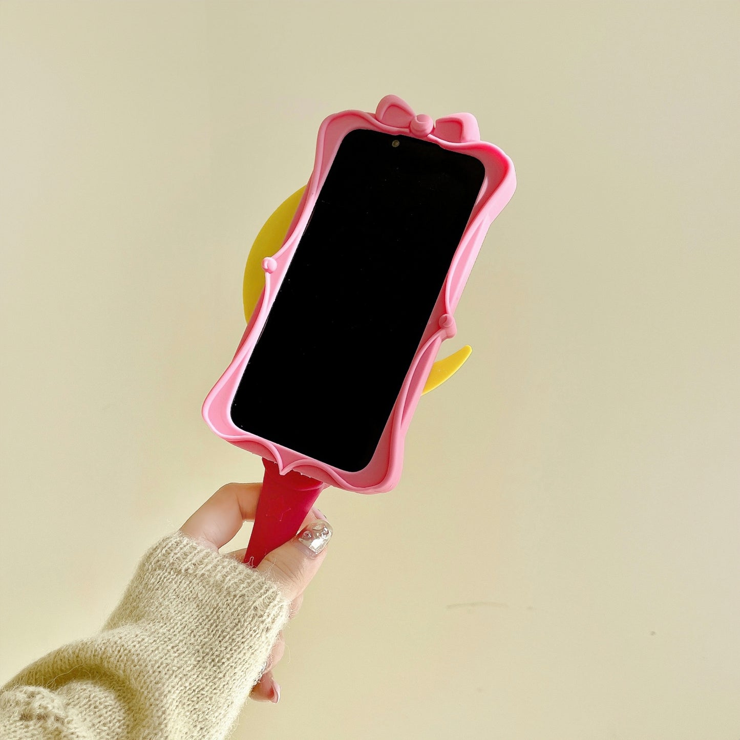 Cute Pink Moon Stick iPhone phone Case