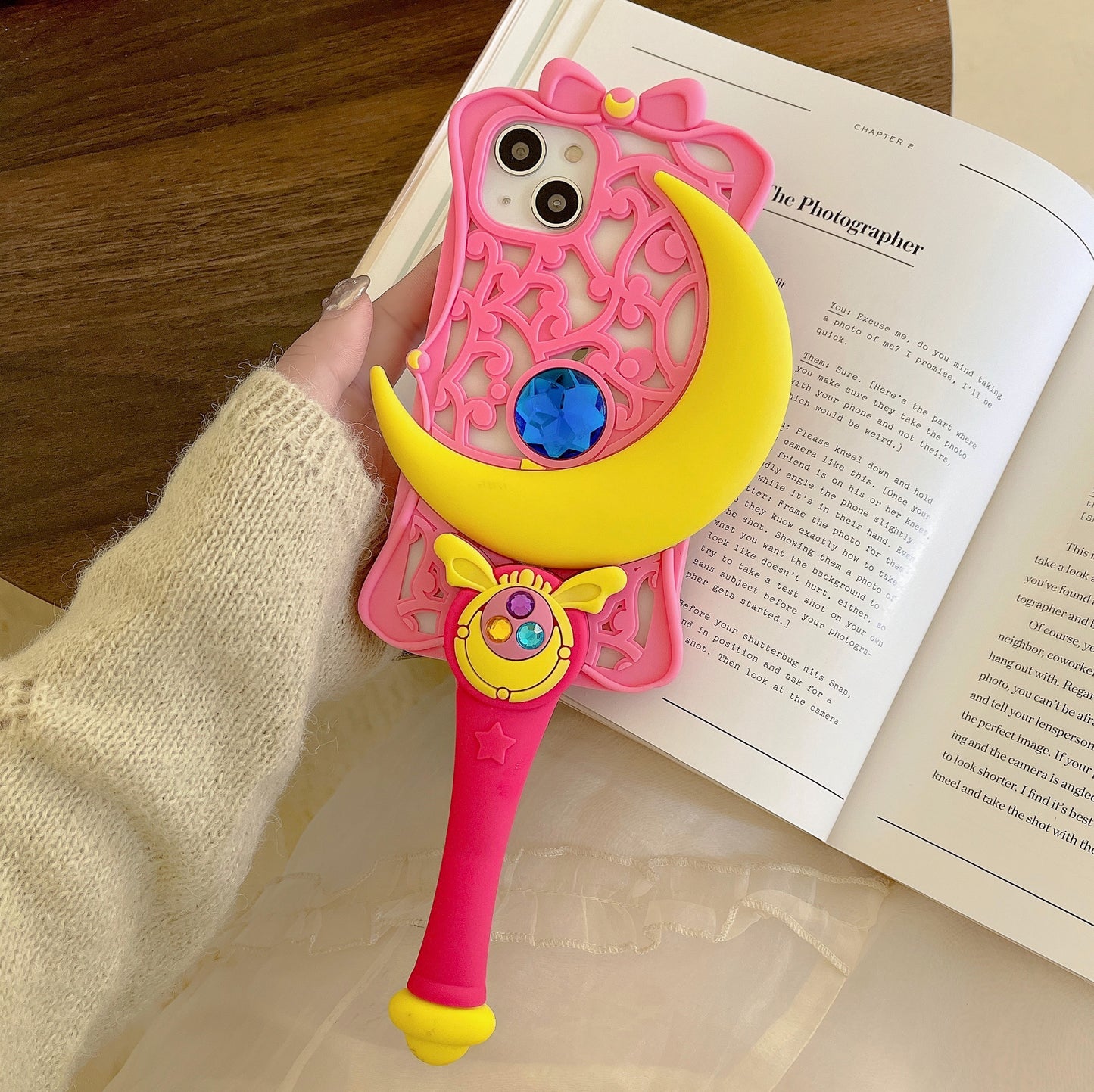 Cute Pink Moon Stick iPhone phone Case
