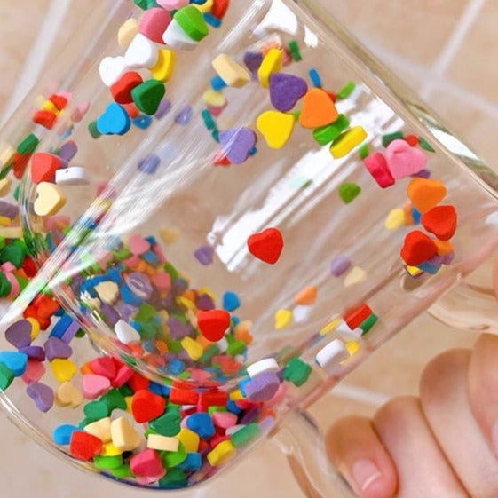 Cute Double Layer Heart Quicksand Glass Cup