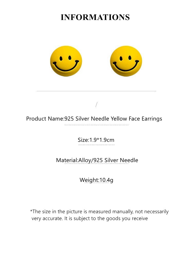 Lovely Yellow Smiley Face Stud Earrings