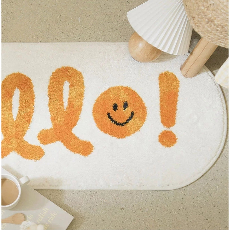Hello Smiley Soft Long Carpet Rug