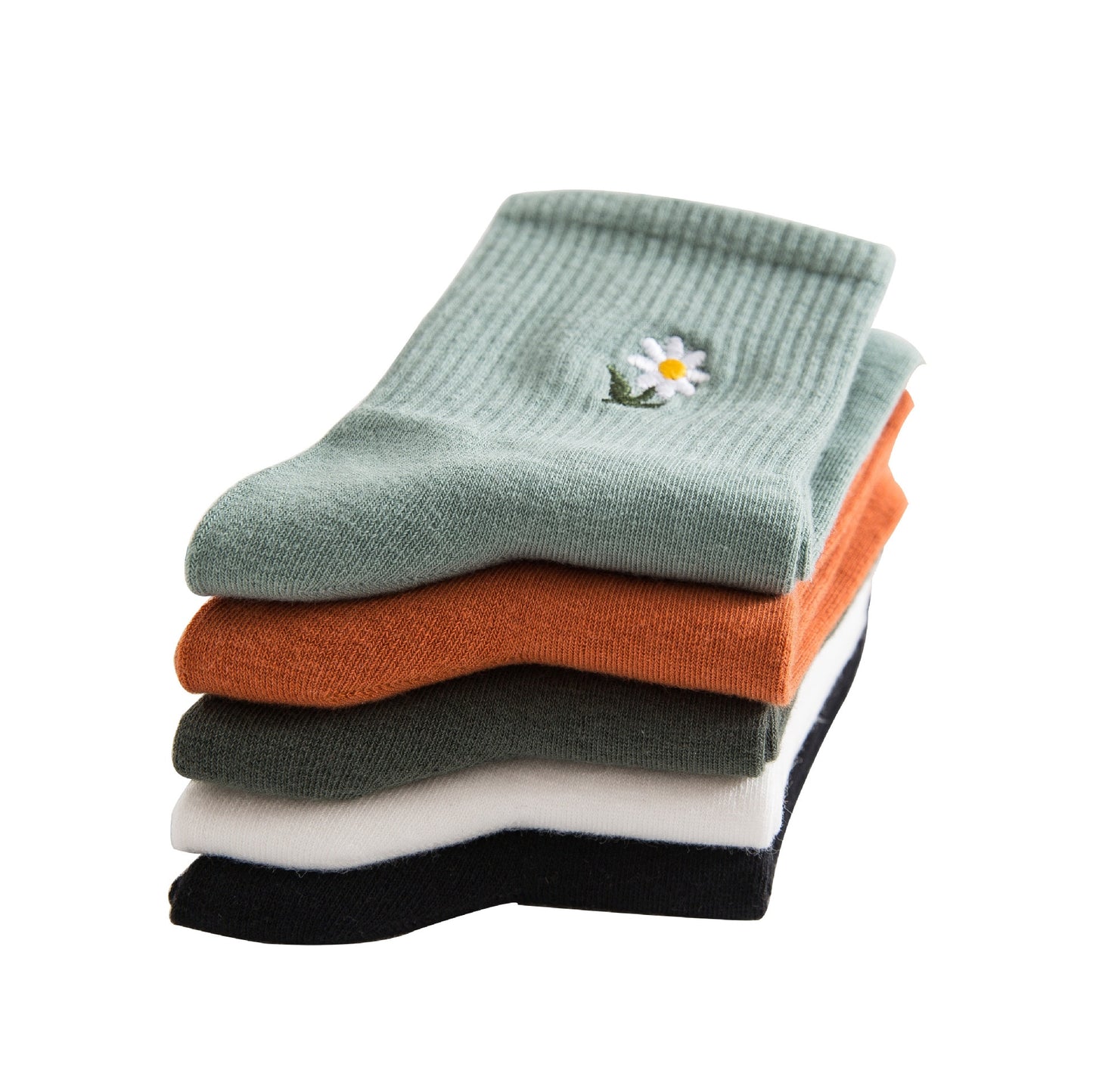 Daisy Flower Embroidery Ankle Socks