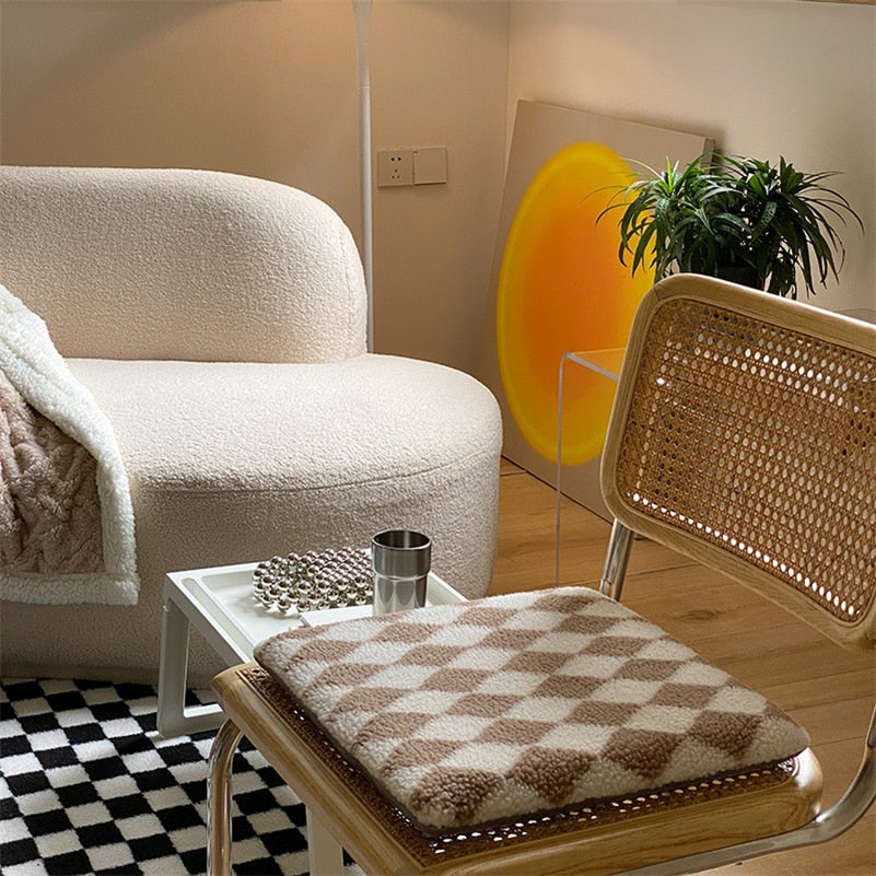 Retro Checkerboard Chair Pillow Cushion