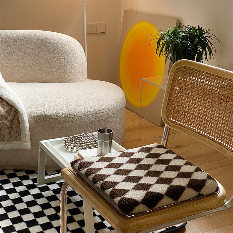 Retro Checkerboard Chair Pillow Cushion