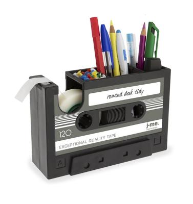 Retro Cassette Tape Dispenser with Pen Holder