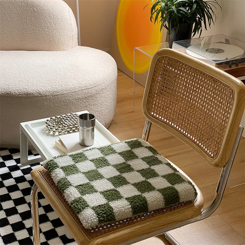 Retro Checkerboard Chair Pillow Cushion