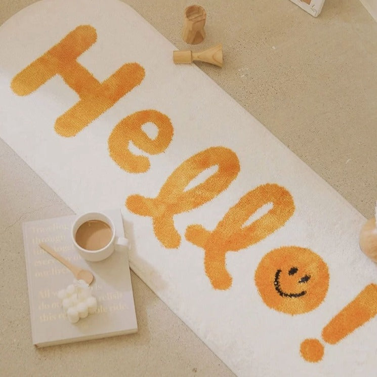 Hello Smiley Soft Long Carpet Rug