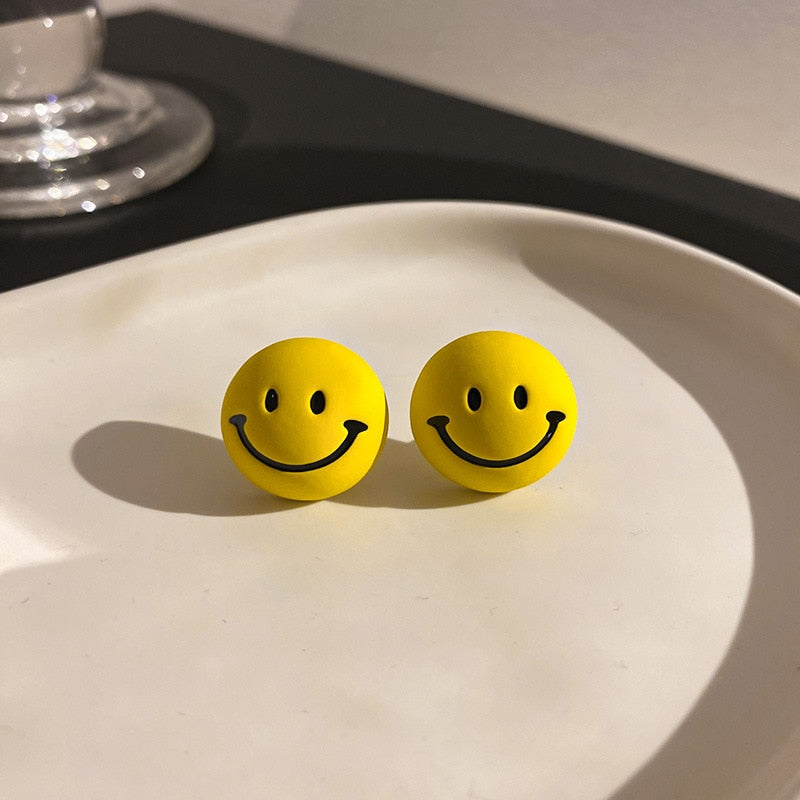 Lovely Yellow Smiley Face Stud Earrings