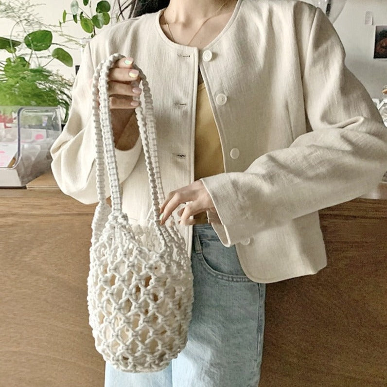 Vintage Mini Woven Shoulder Bag
