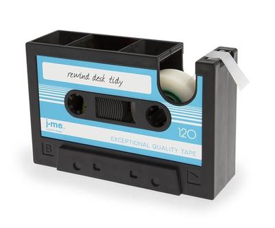 Retro Cassette Tape Dispenser with Pen Holder