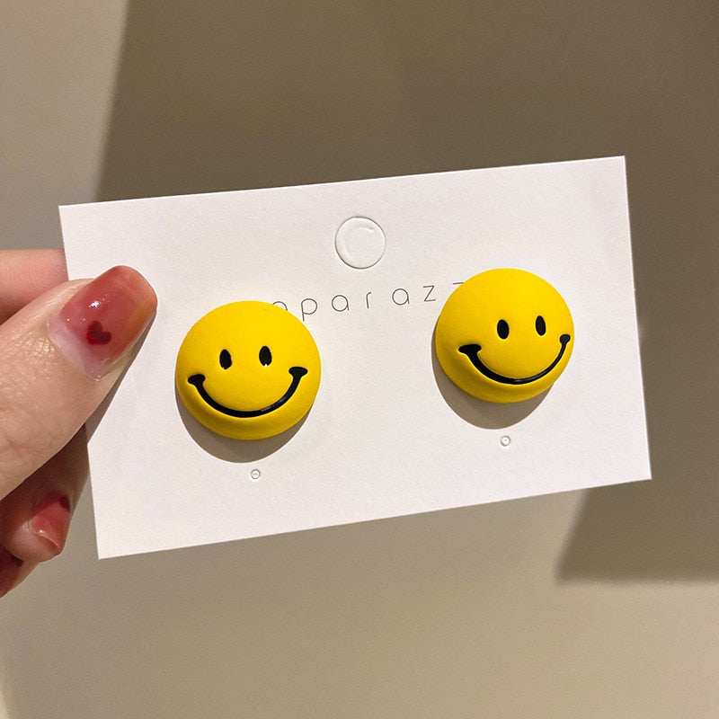 Lovely Yellow Smiley Face Stud Earrings