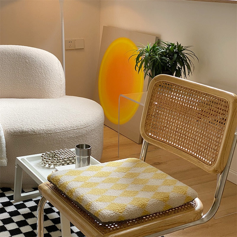 Retro Checkerboard Chair Pillow Cushion