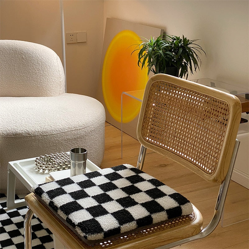 Retro Checkerboard Chair Pillow Cushion