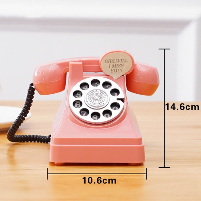 Retro Pink Telephone Piggy Coin Bank