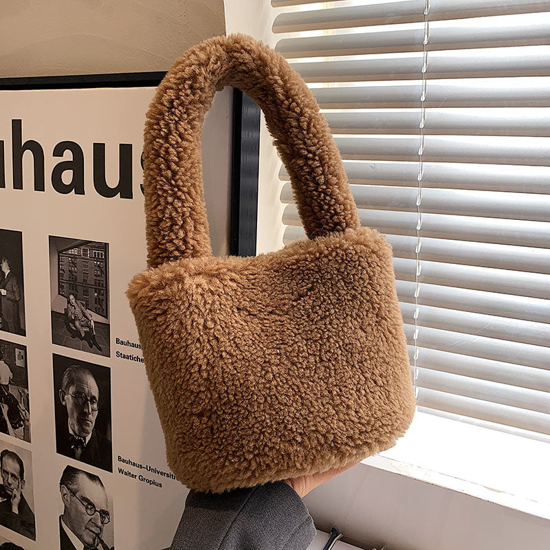 Cute Warm Faux Soft Fur Small Tote Bag