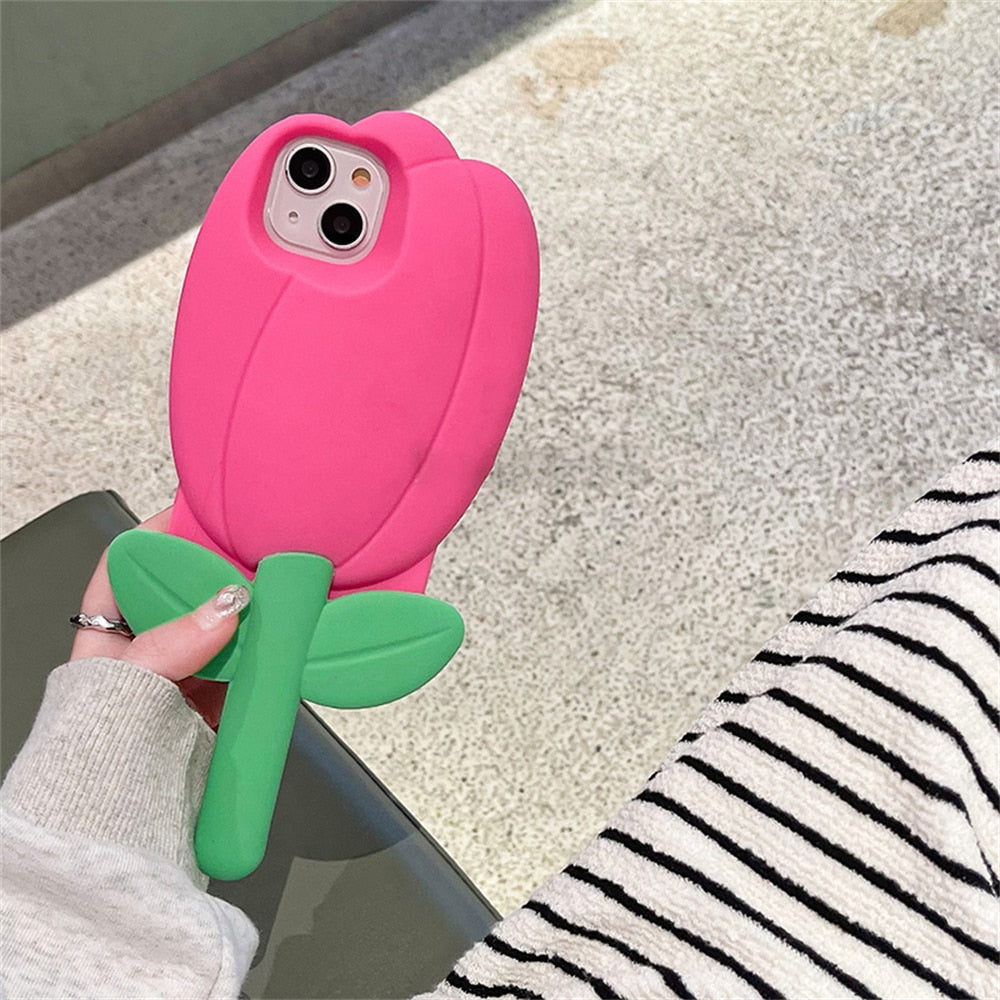 K-style Cute Pink Tulip iPhone Case