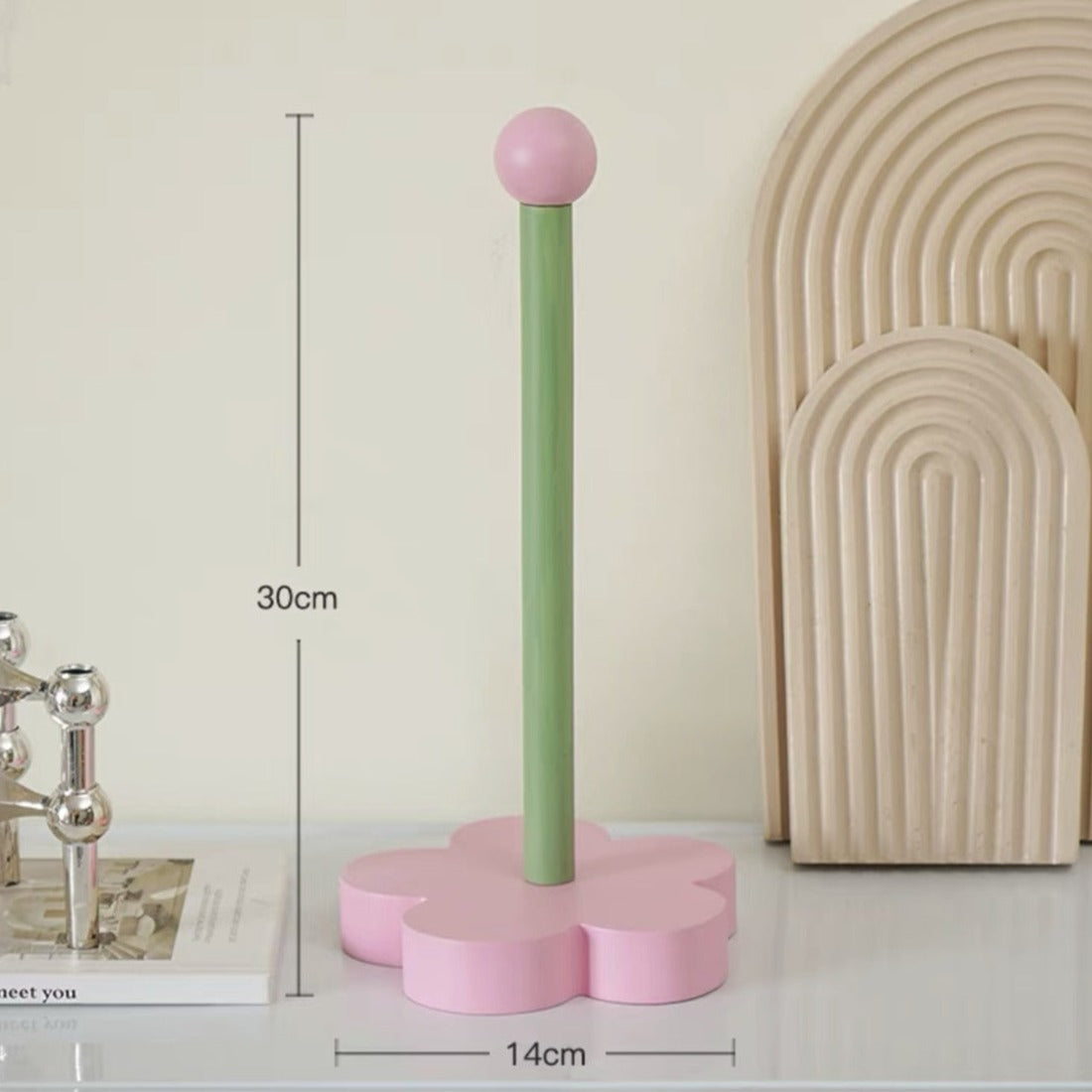 Cute Wood Tulip Flower Paper towel Holder