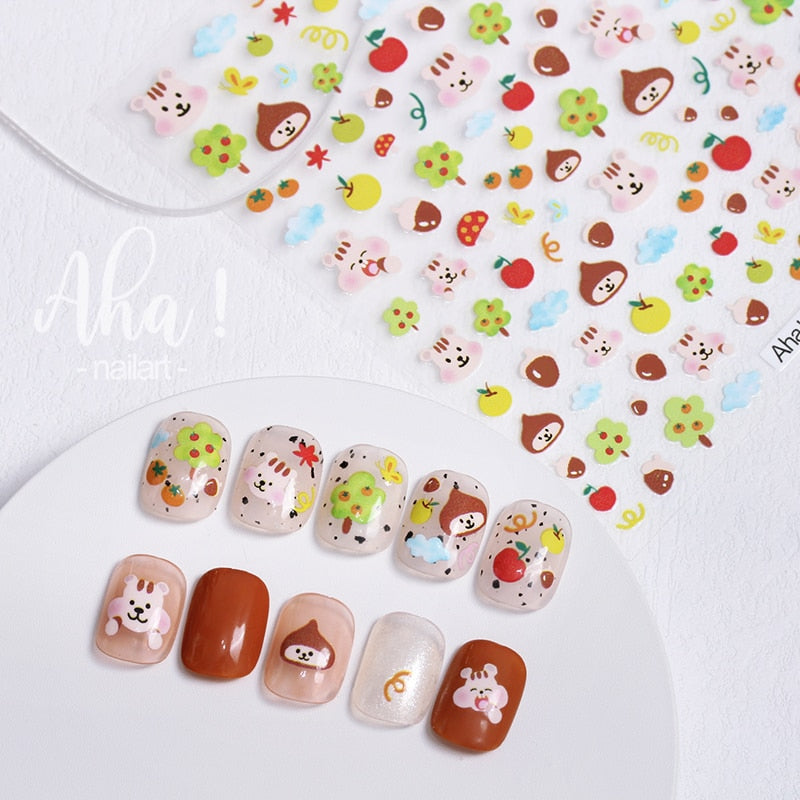 Cute Animals Nail Stickers Nail Art Decorations