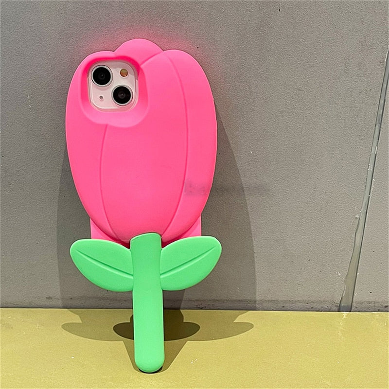 K-style Cute Pink Tulip iPhone Case