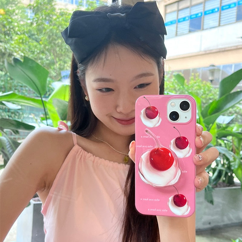 Lovely Barbiecore Pink Cream Cherry iPhone Case