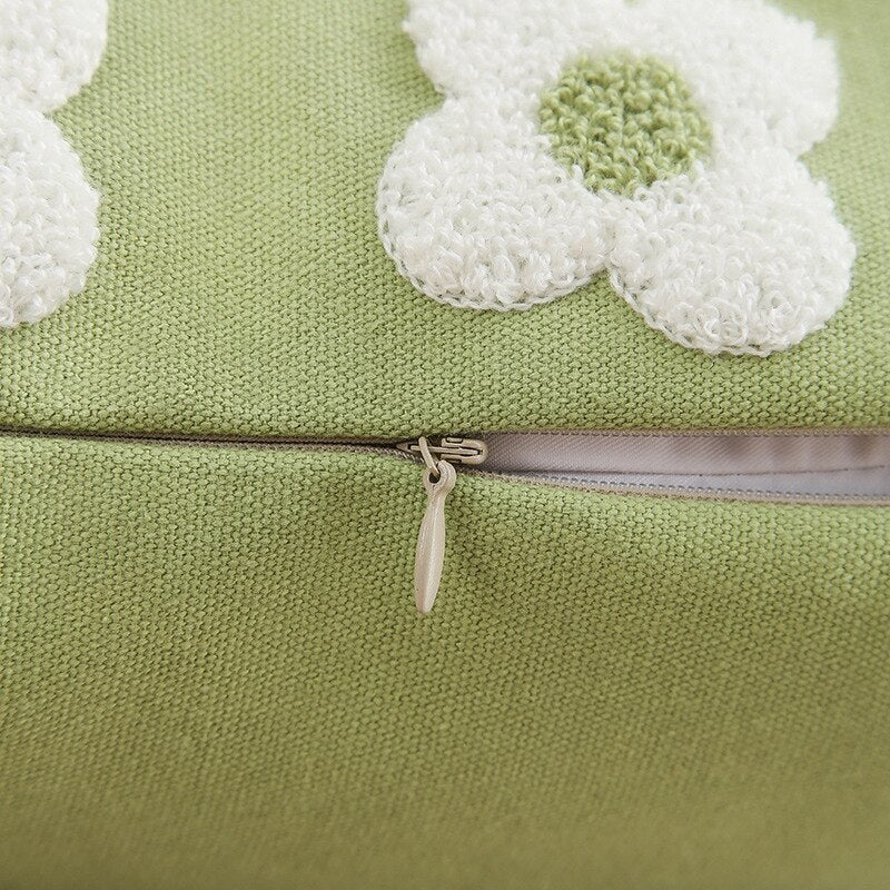 Cute Embroidery Daisy Flower Cushion Cover