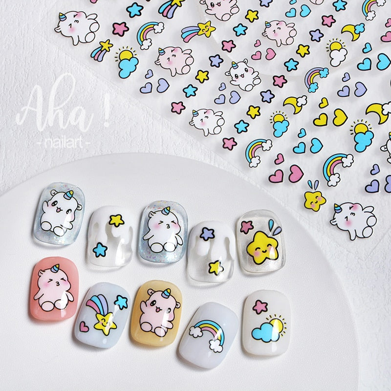 Cute Animals Nail Stickers Nail Art Decorations