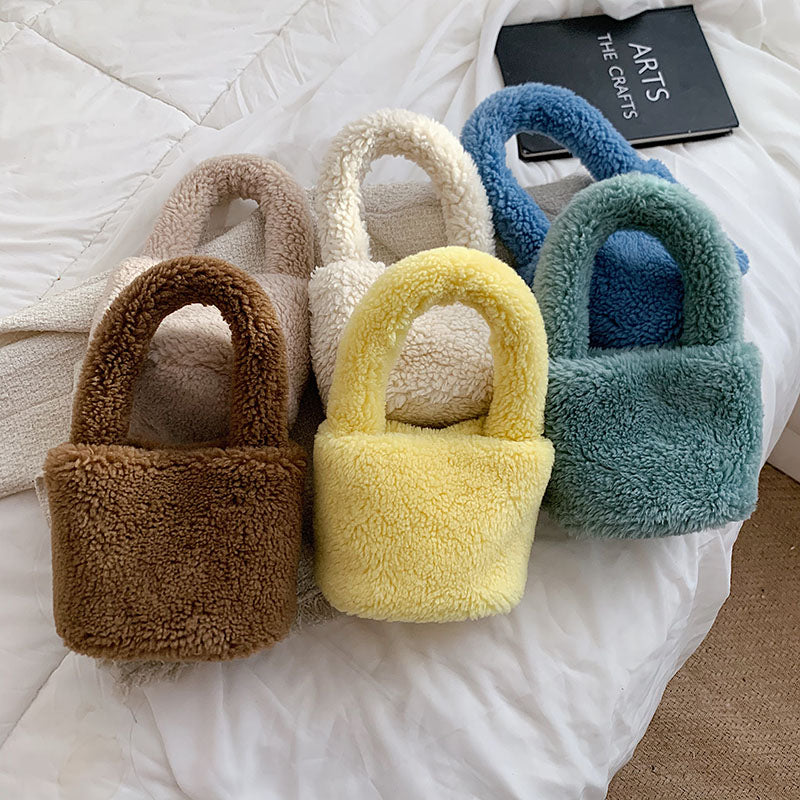 Cute Warm Faux Soft Fur Small Tote Bag